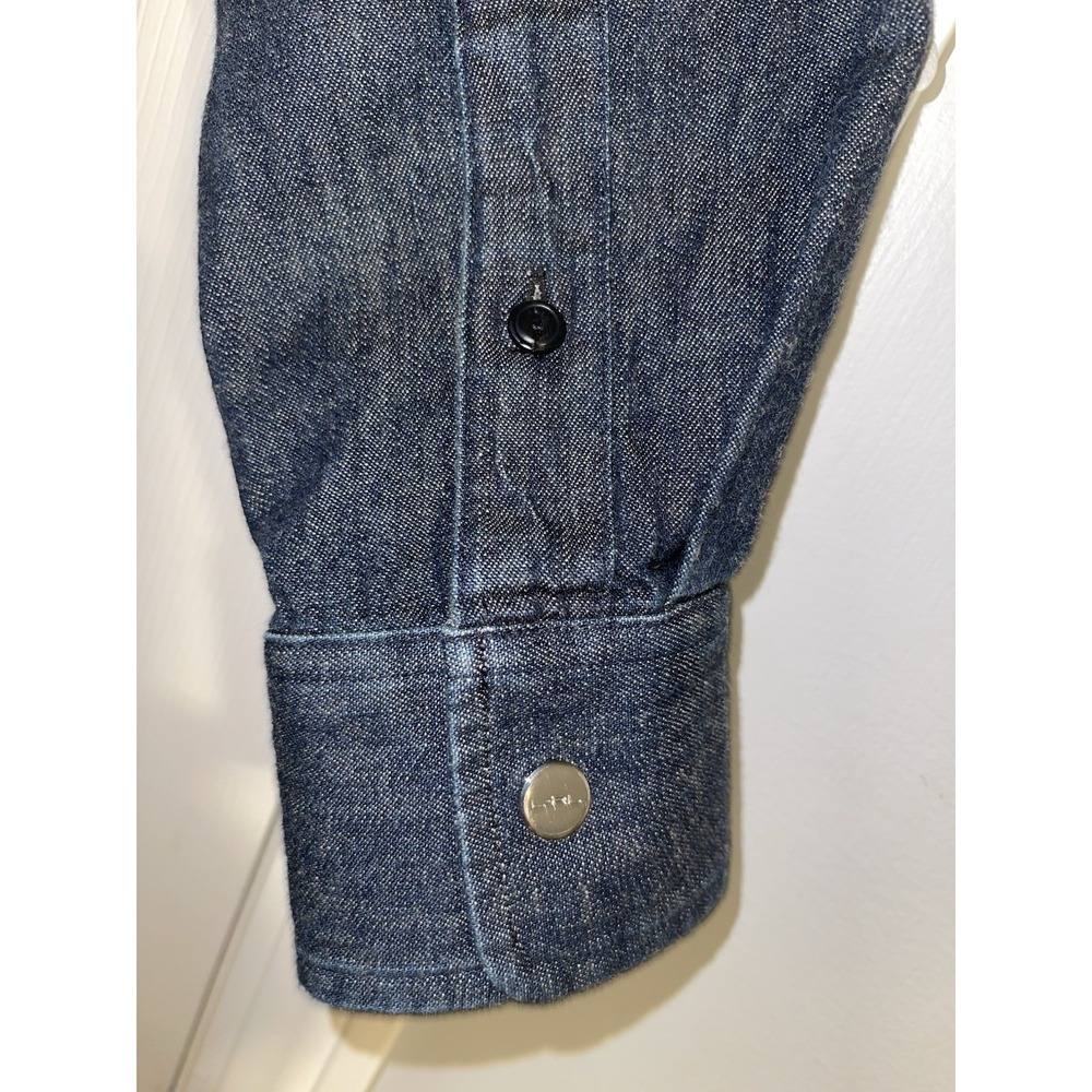 Lauren Jeans Co Ralph Lauren Denim Shirt Dress Women's Medium Zip Front Chambray - Picture 5 of 6